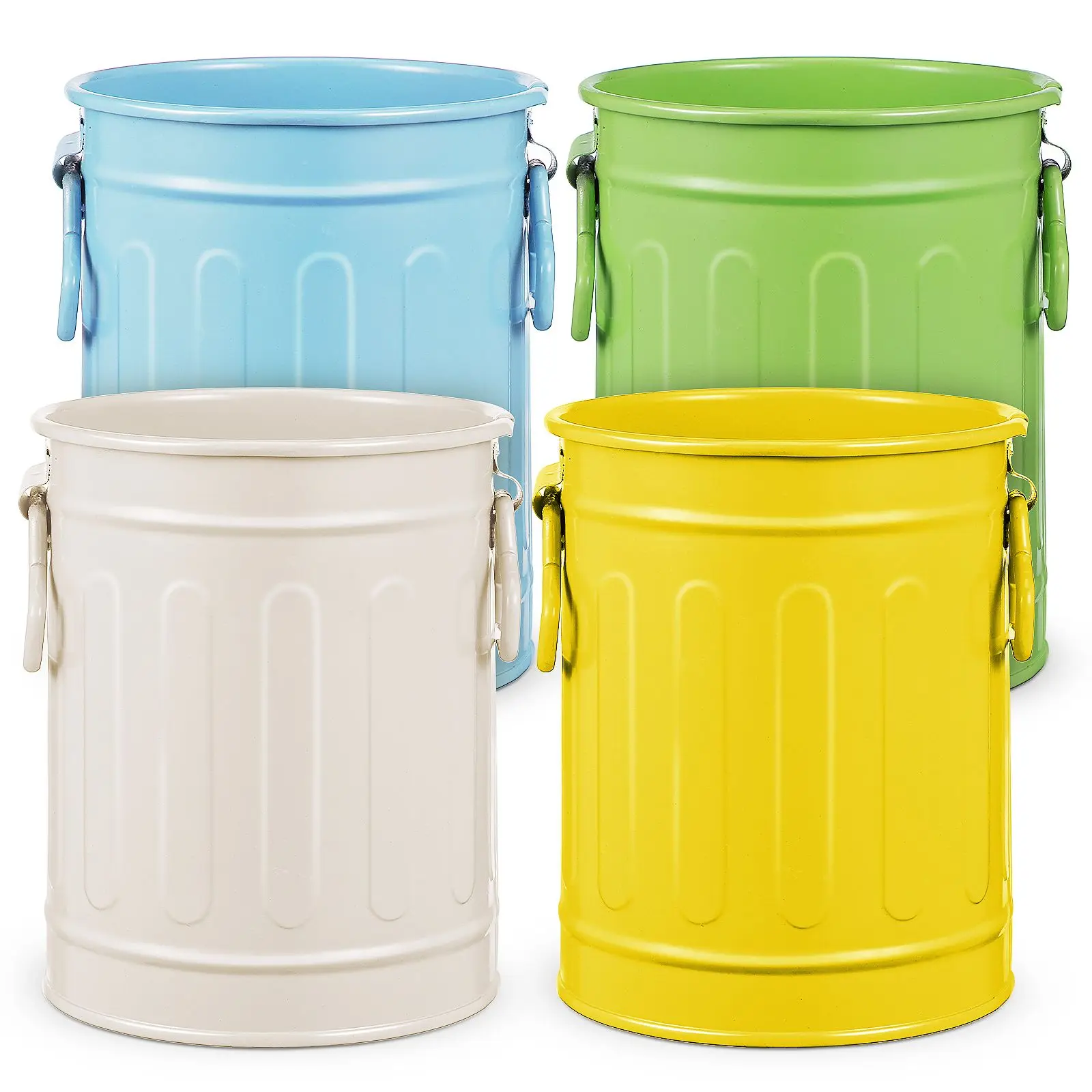 

4 Pcs Iron Bucket 11 5x9 2x8 8cm Warm White Light Blue Green Yellow Pen Cup Stationery Organizer Mini Trash Can Desk Accessories