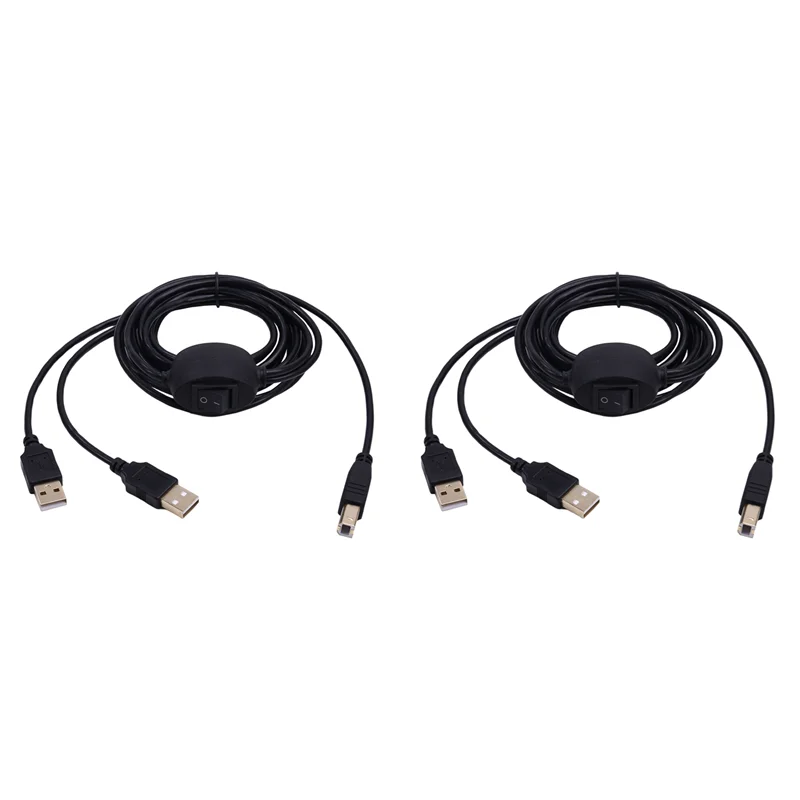 BNVN-2X Cable de impresora 2 en 1 USB A a B Cable de impresora macho a macho para divisor de impresora Hp Canon para dos ordenadores A
