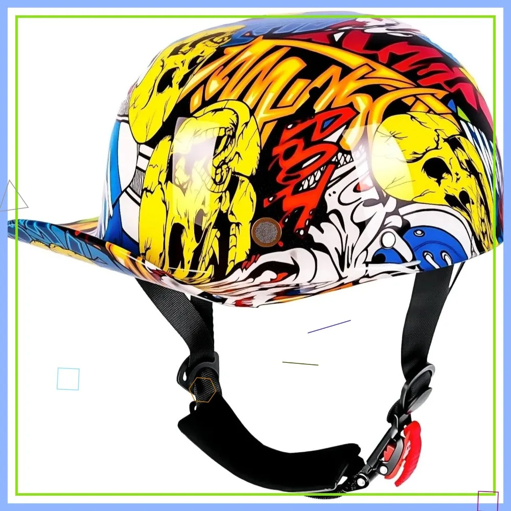 

Vintage Baseball Motorcycle Helmet - Retro Cap Style, DOT Approved, Unisex Adult