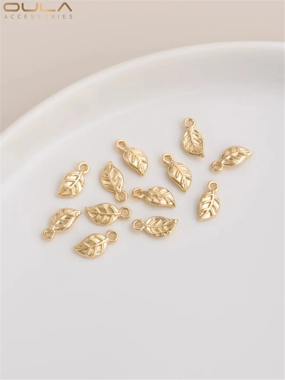 

14K Gold-Color Plated Bamboo Leaf Pendant for DIY Handmade Jewelry Bracelet Earrings Tail Chain Hanging Accessories