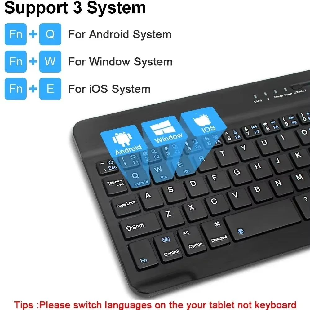 7/10 Inch Bluetooth Wireless English Keyboard UP TO 10M Wireless Range Rechargeable For IOS Android Windows Mobile Phones Tablet