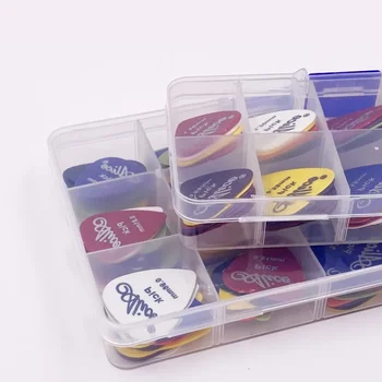 10/30/50 Stück Plektrum-Set mit Box 0,58–1,5 mm elektrische Akustikgitarren-Picks, gemischte Größe, Kit-Halter für Holz, Gitarre, Bass, Ukulele