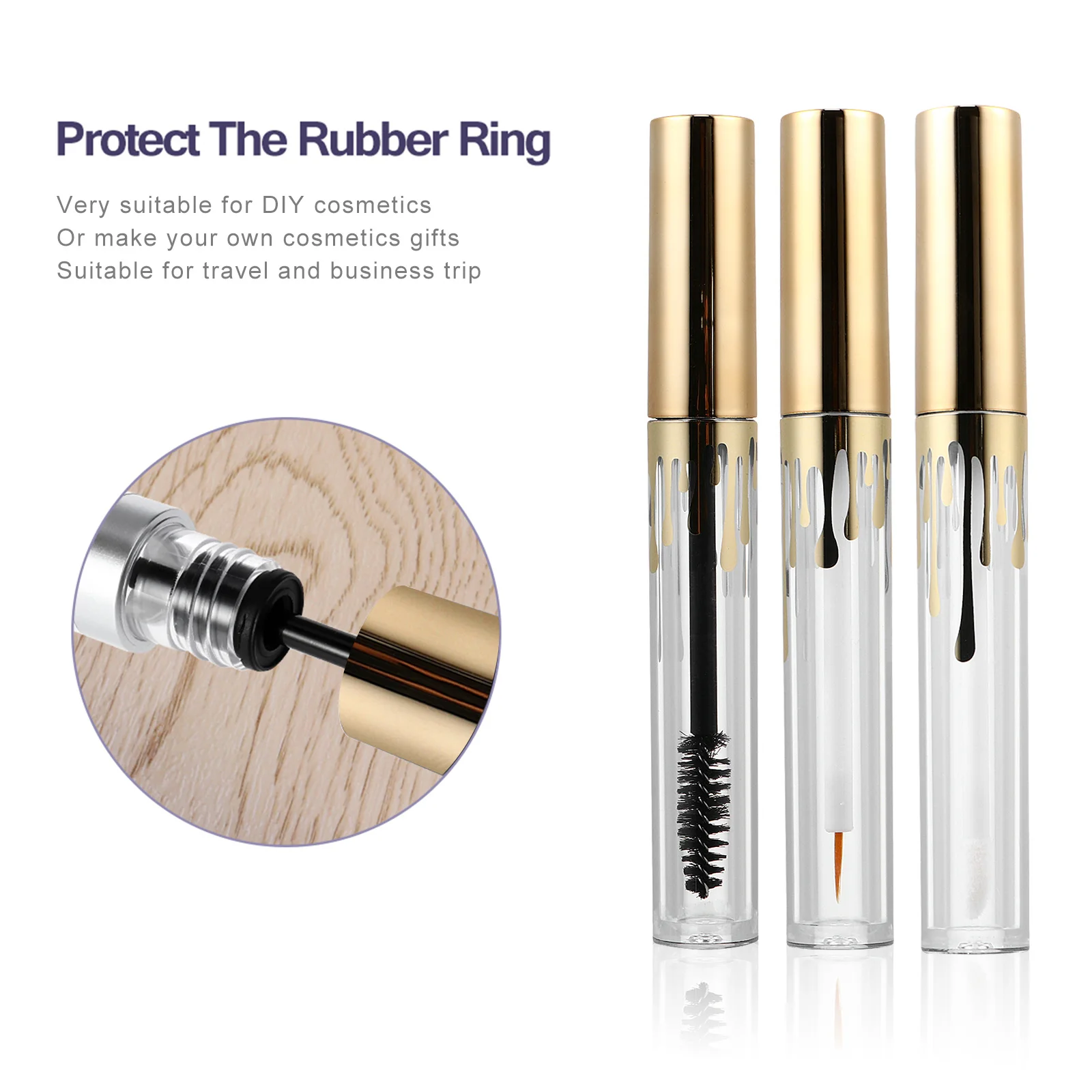 

3Pcs Plastic Mascara Tube Eyeliner Lip Gloss Empty Bottle 4Ml Clear Refillable Container DIY Gift Travel Use