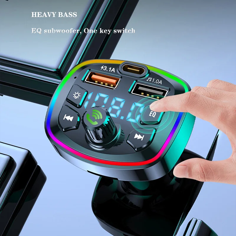 Car MP3 Player Fm Transmitter Wireless Bluetooth 5.0 Audio Receiver Car Kit Handfree Type-C Dual Usb Car Fast Charger