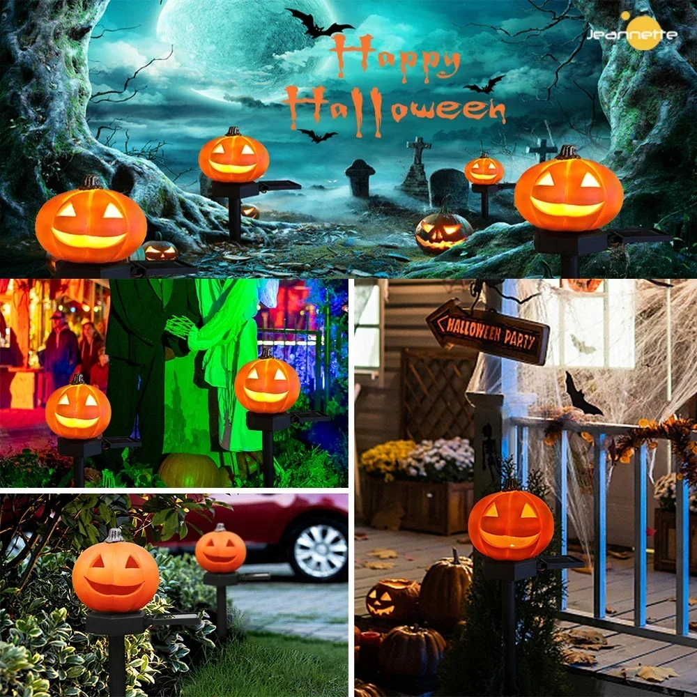 Halloween Solar LED Light Solar Pumpkin Light Outdoor Waterproof Solar Lawn Lamp for Festival Holiday Garden Decoration Lighting