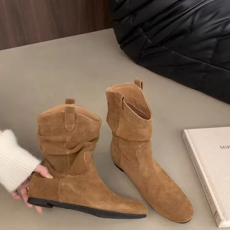 

Элегантная удобная женская обувь, осень-зима 2024, женские ботинки, увеличивающие рост, минималистичные ботинки в стиле ретро с круглым носком на средней подошве, 44
