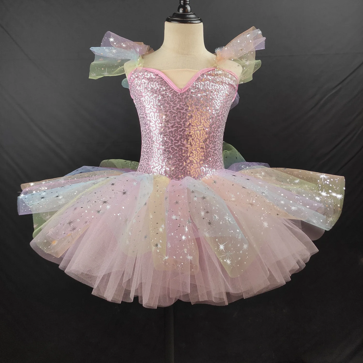 女の子用バレエスカート-ストラップ付きパフスカート-ダンスパフォーマンス衣装-リトルスワンバレエエディションスカート-子供服-パフォーマンススーツ