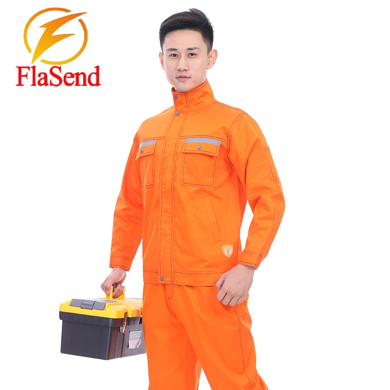 

Free Shipping All-cotton Long-Sleeved Flame-Retardant Work Clothes Welder Labor Protection Suit Top And Pants Suit