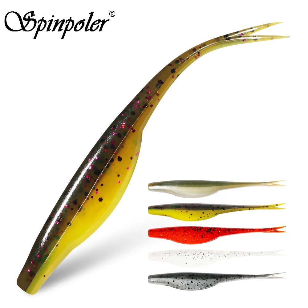 Spinpoler Form Shad Fisch Swimbait 7 cm Künstliche Weiche Köder Angeln Locken Split Schwanz TPR Schwimmende Jerkbaits Predator Tackle 10 stücke