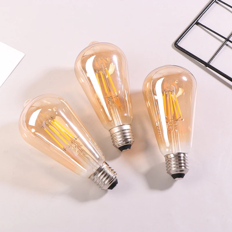 ST64 4W 6W 8W LED Filament Light Bulbs Vintage Gold Glass Appearance Art Lights Dimmable 2700K 360 Degree Energy Lamps