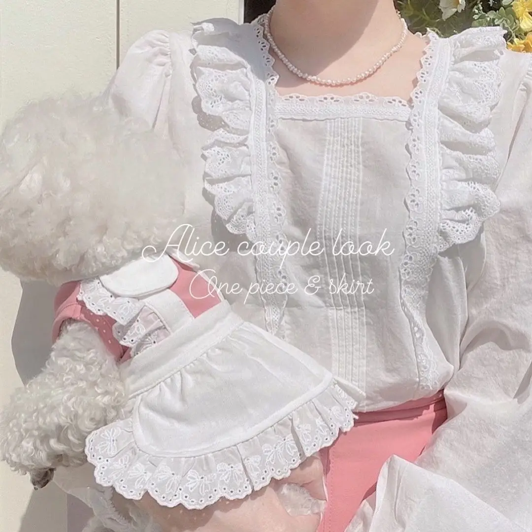 

INS Pet Dress Pink Blue Maid Lace Skirt Dog Clothe Bichon Teddy Pet Clothes Dress Puppy Clothes For Small Dogs Pet Accessories