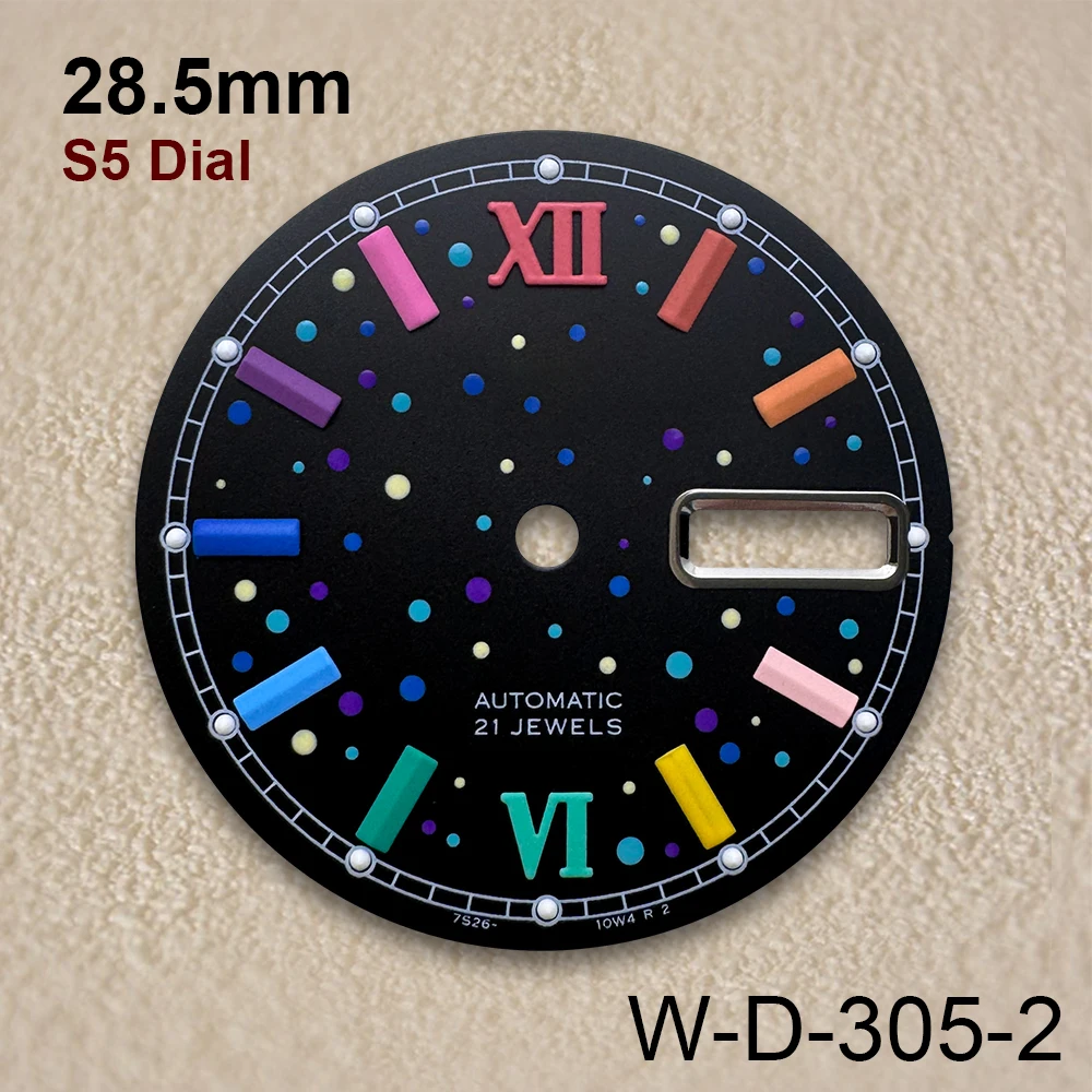 

28.5mm S5 Logo Dial Fit NH36/4R36 Japanese Movement No Luminous Camouflage/Starlit High-Quality Watch Modified Accessories