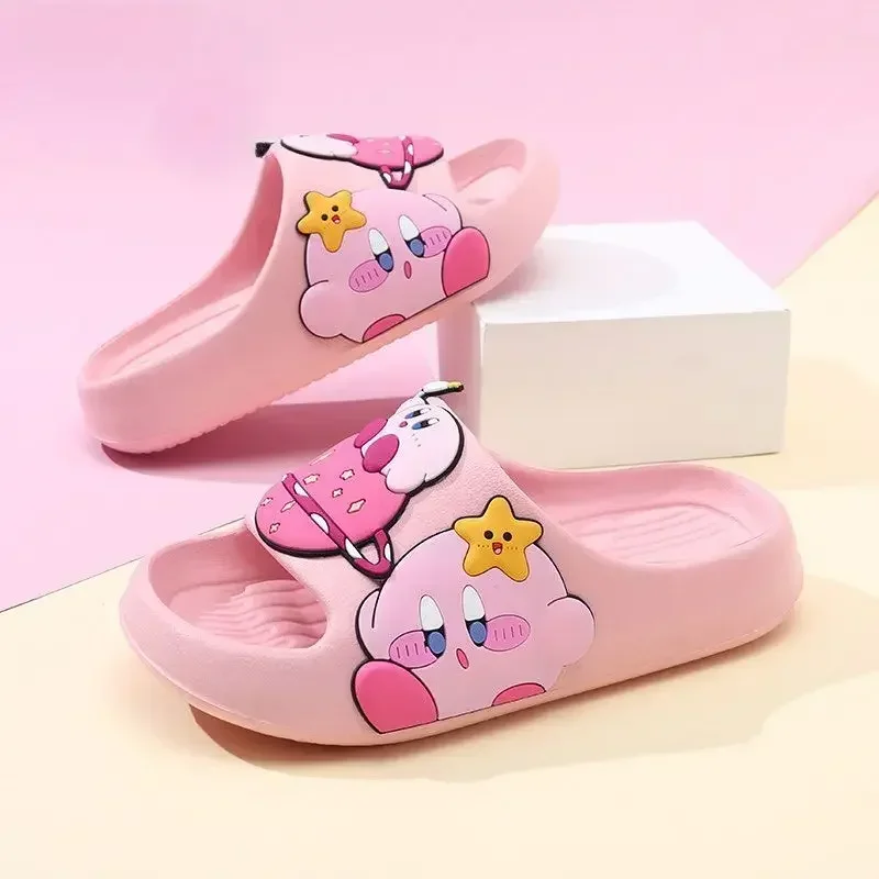 New Kid Star Kirby Anime Cartoon Cute Kids Slippers Outdoor Home Girl Stomping Feeling Girl Beach Anti Slip Baby Girl Boy Gift