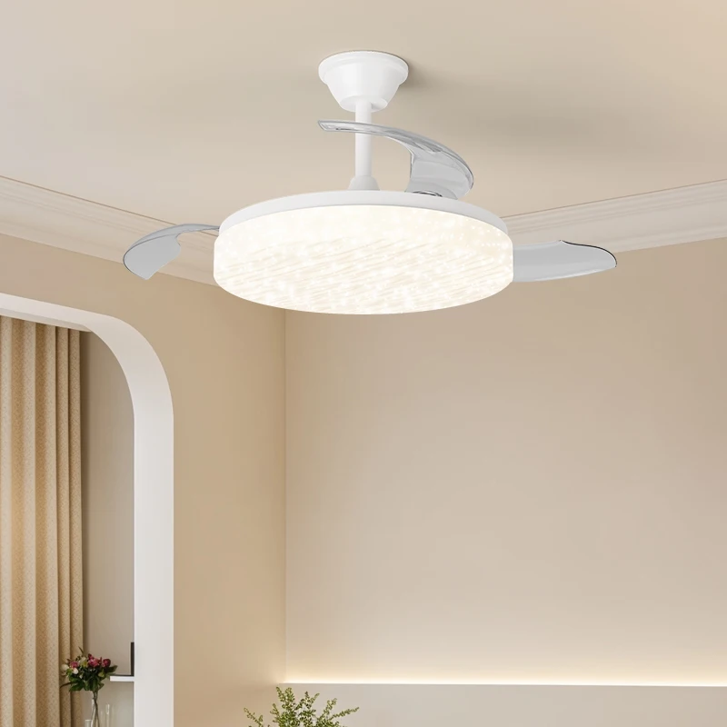 New Wood Grain Ceiling Fans Dimmable Ceiling Lamp Fan Environmentally Friendly Bedroom Room Ventilation Indoor Lighting Fixtures