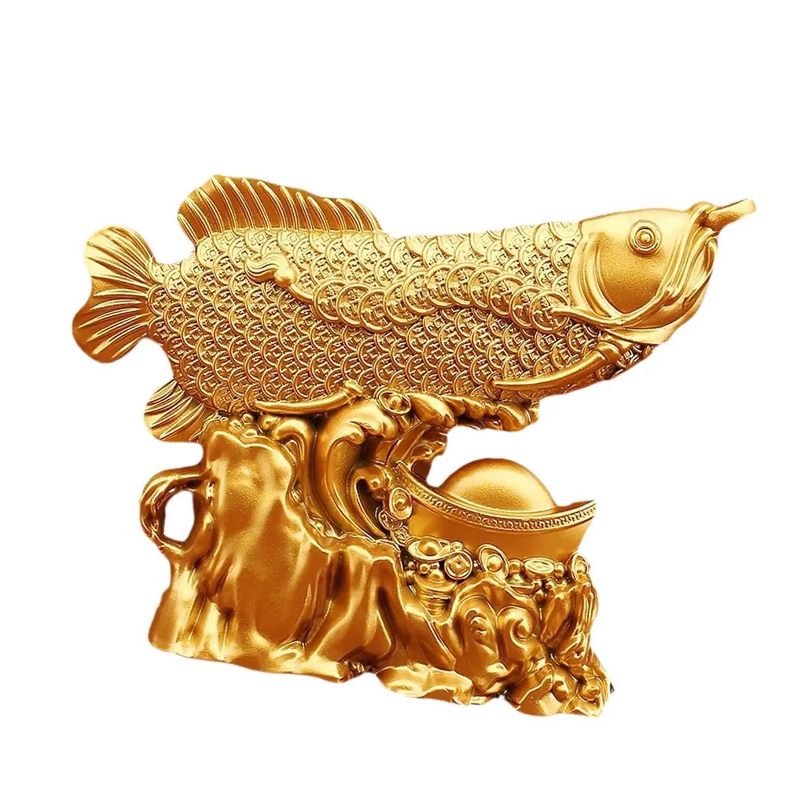 Alloy Fish Figurate Statue Feng Shui Wealth Arowana Decorative Sculpture for Office Home Living Room Miniature Decoration
