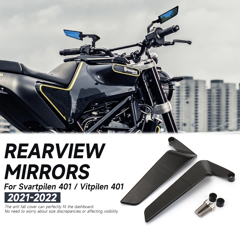 For Svartpilen 401 Vitpilen 401 2021-2022 Motorcycle Rearview Mirrors Glass Back Side Mirror Kit Rotable Adjustable Accessories