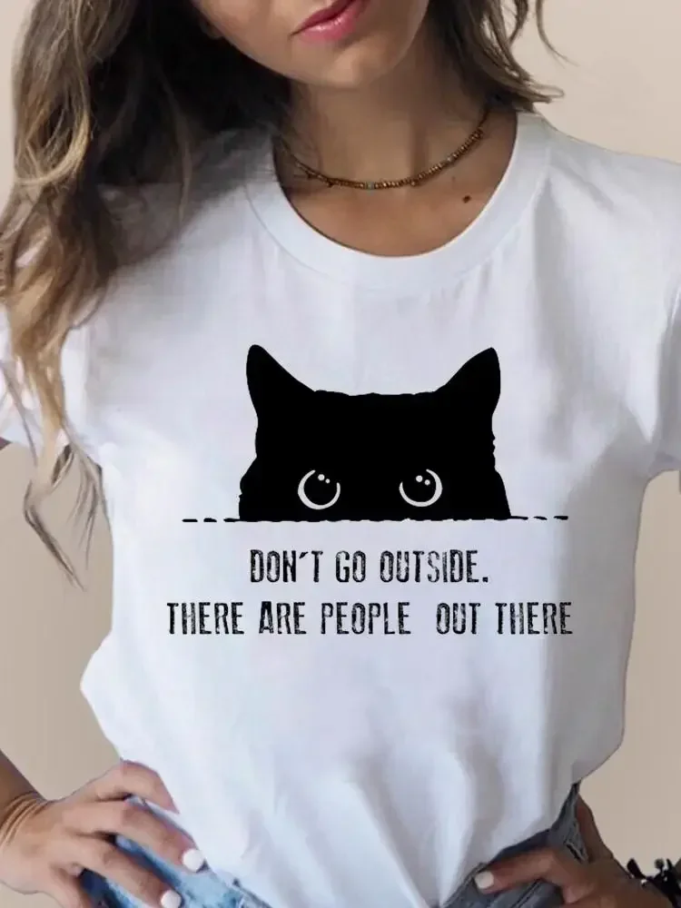 Plus Size Print T Fashion 3D Cat uroczy Trend odzież damska ubrania z krótkim rękawem letnie T-shirty damskie z grafiką