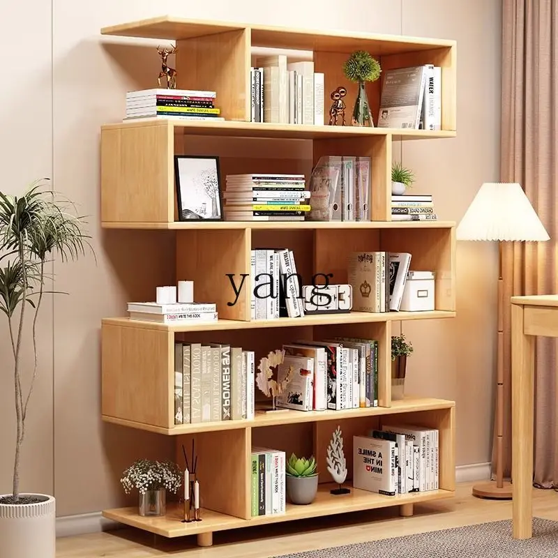 LTT Creative Study Storage Rack Living Room Wall Display Rack Solid Wood Floor Shelf