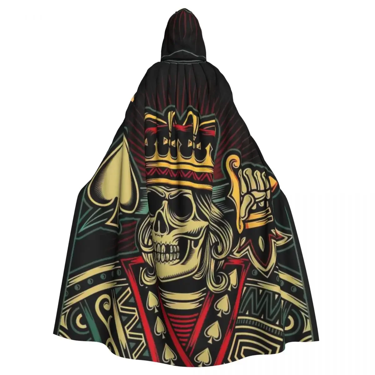 Carta Rey Calavera Hooded Cloak Halloween Party Cosplay Woman Men Adult Long Witchcraft Robe Hood