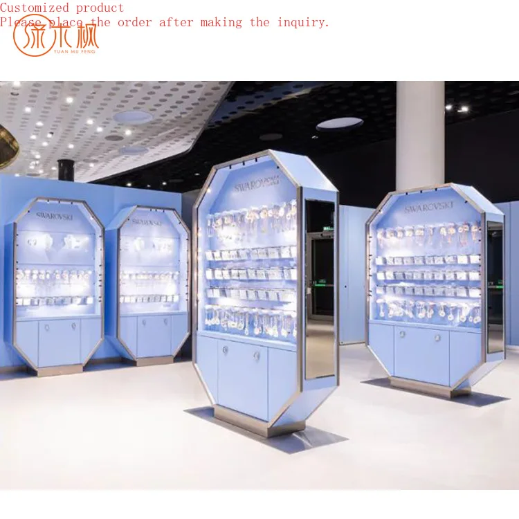 

New High-end Jewelry Store Furniture Custom Luxury Curve Glass Jewelry Showcase Store Fashion Design