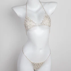 Fashionable Neck Hanging Style Personalized Design Clover Bra Heart Shaped Underwear Two Piece Body Chain