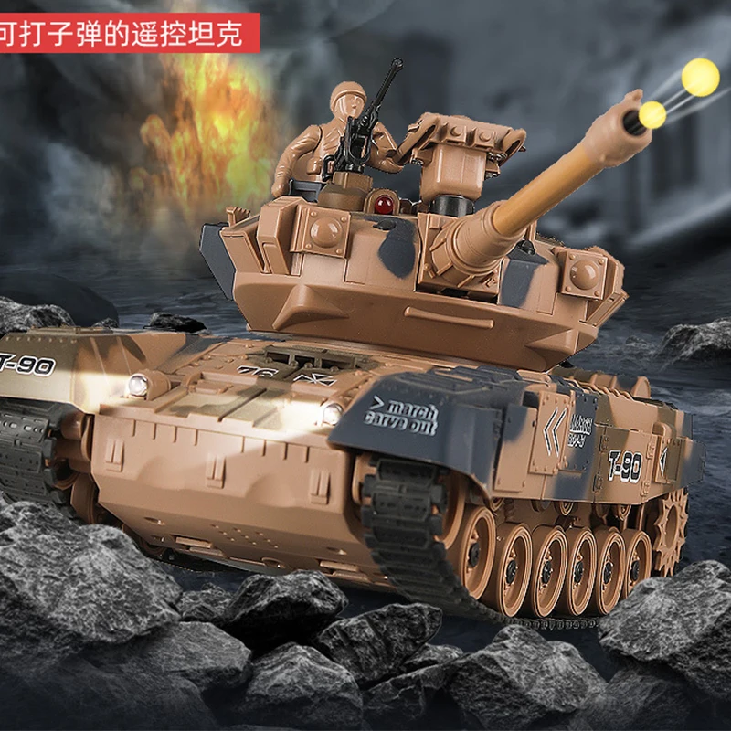 

T-90 RC Tanks 2.4G Battle Tanks Launchable Cross-Country Tracked Remote Control Vehicle Charger Battle Toys Children Gift