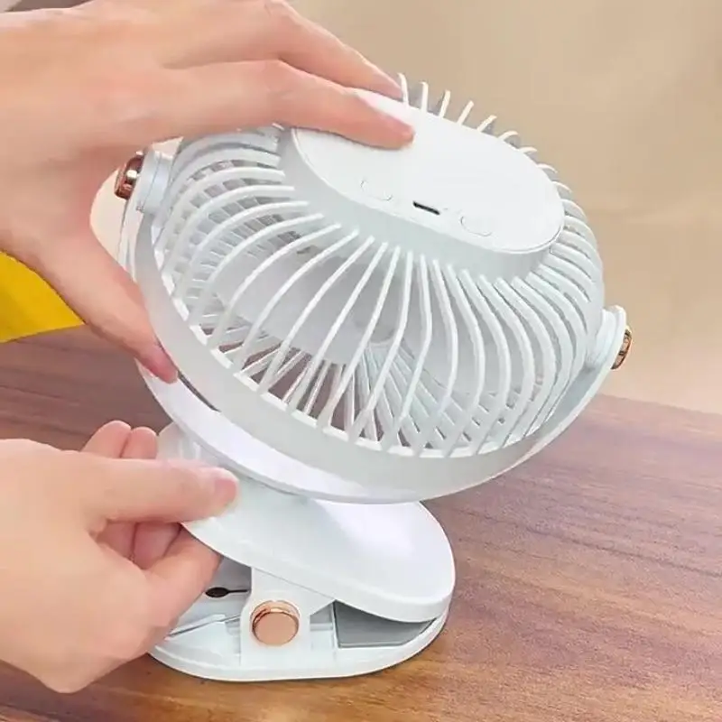 1 Set 720° Rotating Hanging Clip Fan Night Light Air Cooler USB Rechargeable Electric Fan Outdoor Camping Small Fans Ventilador