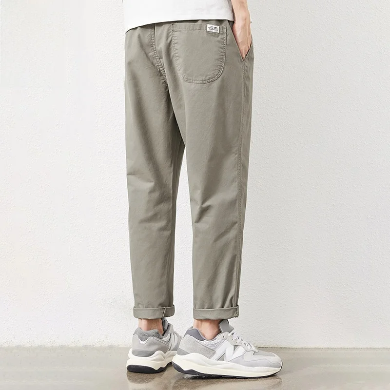 

Men's Casual Pants Loose Straight Cotton Summer New Sle Khaki Long Trousers Youth Faion Anti-Wrinkle Spor Fit