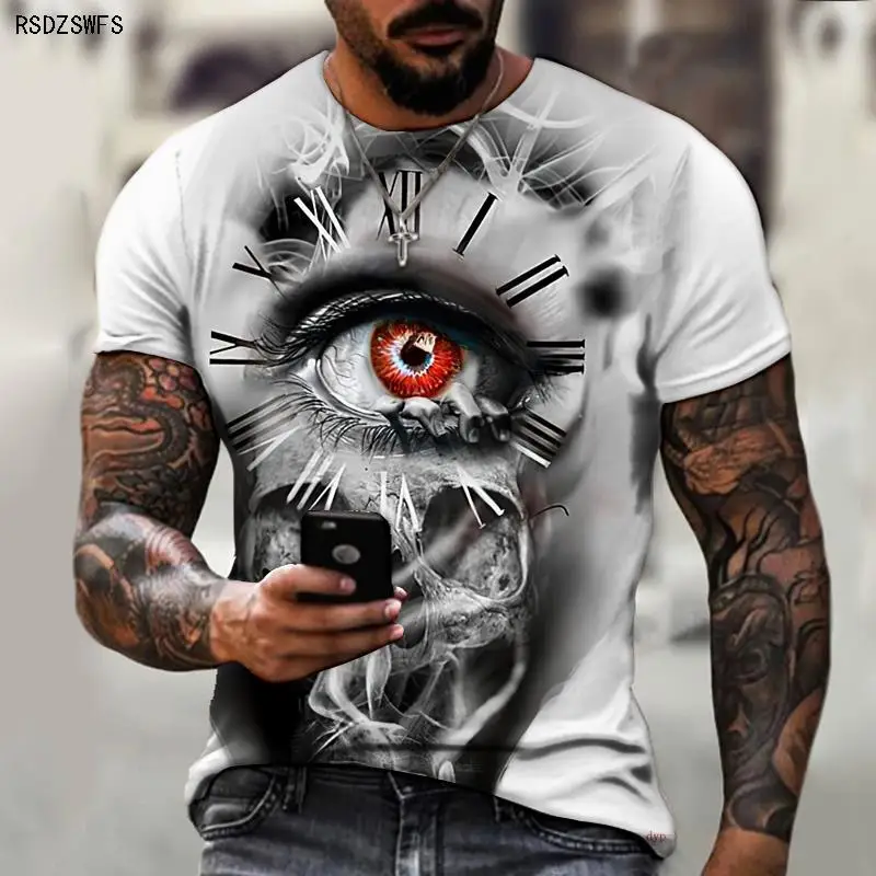 Brand Men\'s Summer Short Sleeve Retro Gray Pointer 3d Printing Men\'s T-shirt Cool Fashion Streetwear Size 5XL Plus Size 2021