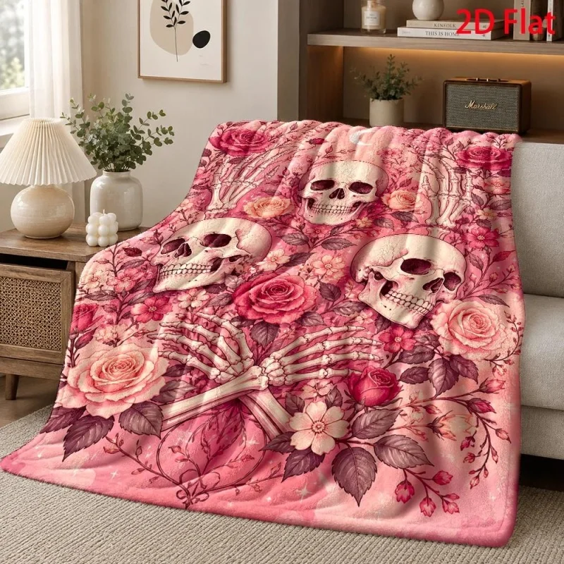 Glowing Red Leaf Smoky Effect Print, Soft Lightweight Decorative Blanket for Couch Bed, Dark Gothic Art Style Household