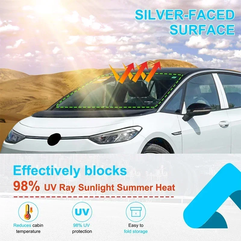 

Suetlcoity For Volkswagen ID.3 2019-2024 Silver Tape Car Front Windshield Anti-UV Sunshade Interior Car Accessories