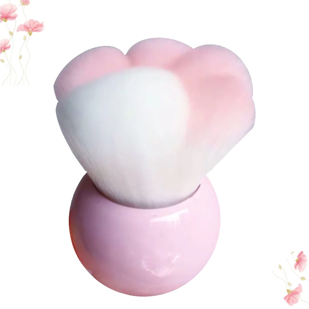 Pinceau de maquillage Design patte de chat, manche en plastique, lavable et réutilisable, pour poudre, Blush, pour femmes et dames