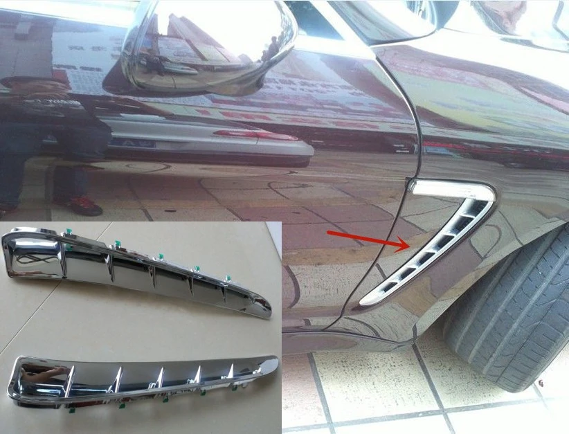 2X Chrome Front Side Fender Vent Grille Cover Trim For Porsche Panamera 2010-16