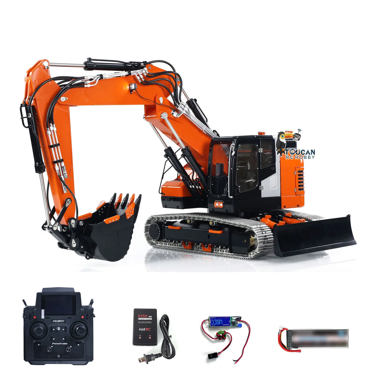 1/14 lesu aoue et26l metal hidráulico rc escavadeira rastreado rtr escavador pl18ev lite pintado montado luz som rc brinquedos modelo