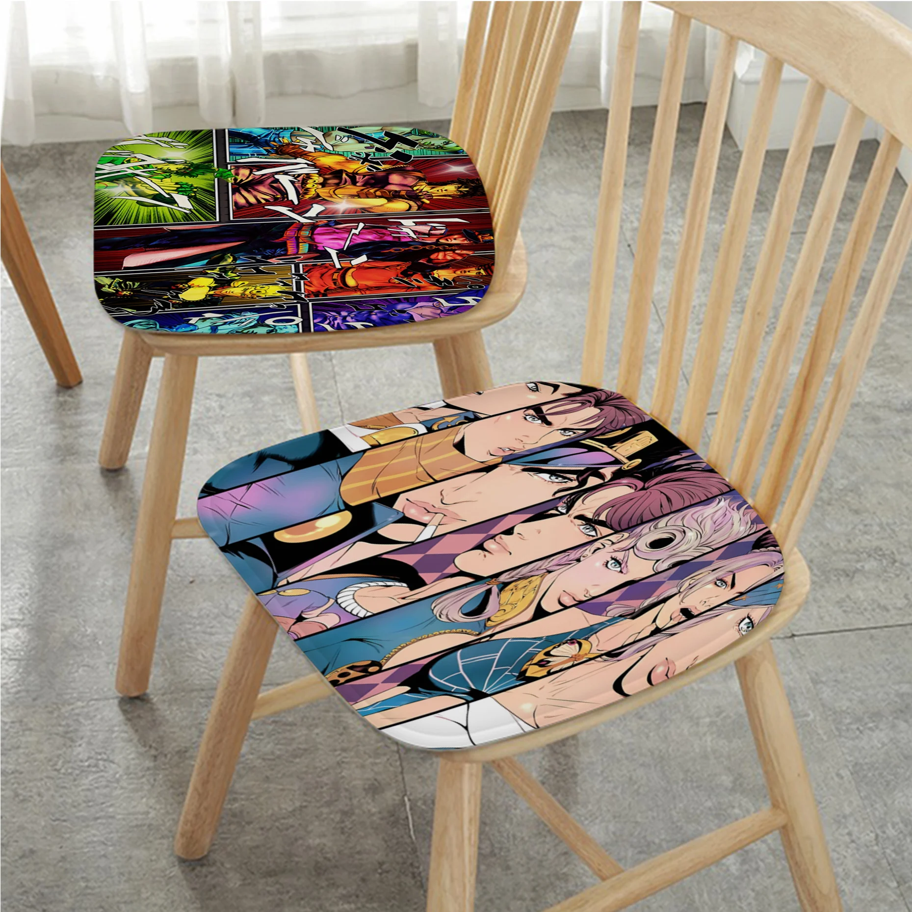 Classic Japanese Comics JOJO Tie Rope Chair Cushion Soft Office Car Seat Comfort Breathable 45x45cm Cushion Pads