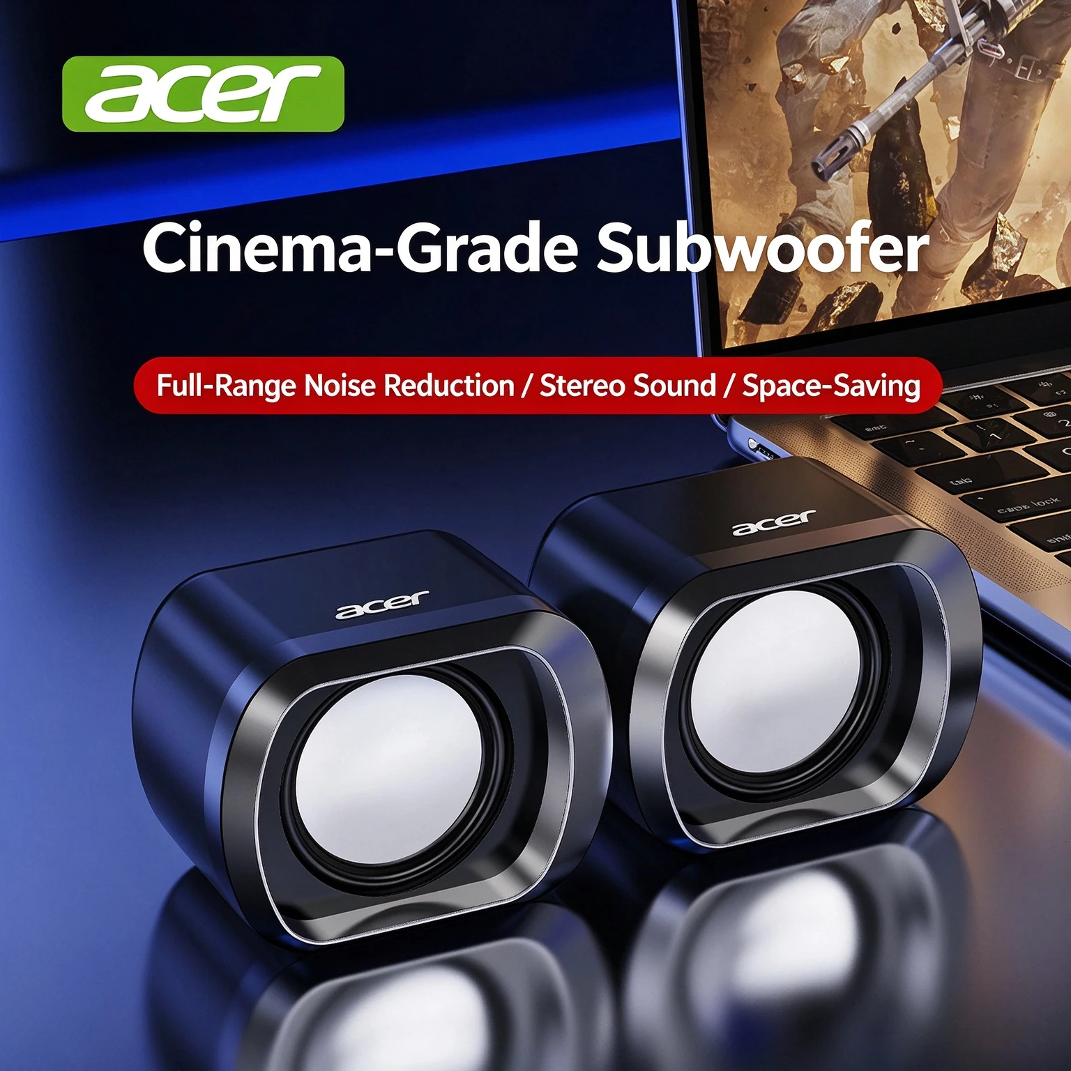 Acer OSK263 High-End Computer Speakers, Desktop & Laptop Multimedia 2.0 Audio System with Subwoofer