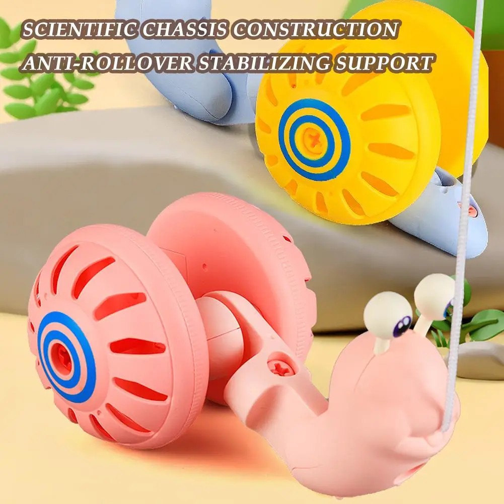 Rope Walk Along Snail Pull Toy Self-Assembly Baby Hand-pulling Rope Snail Cartoons Cute Pet Car For Kids Baby Exercise Walk D9N5