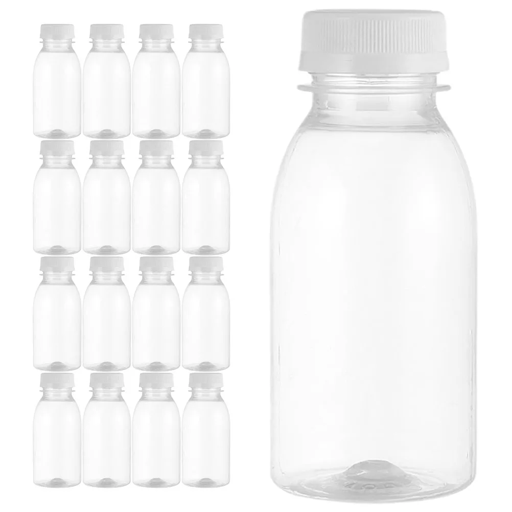 

25pcs Outdoor Camping Drink Bottles Transparent PET Plastic Juice Milk Storage Containers Portable Leakproof Reusable for Hiking