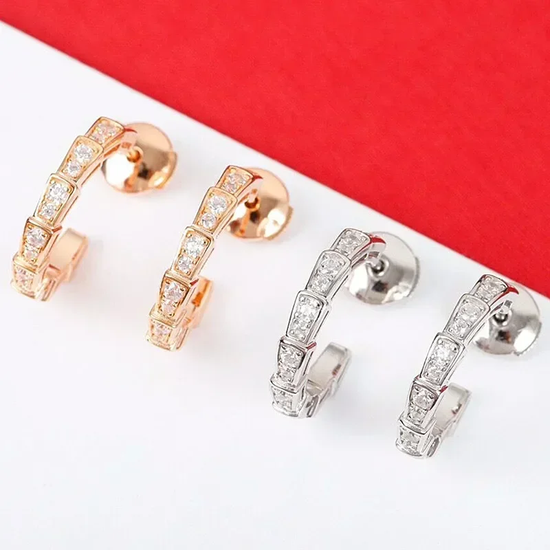 

925 Sterling Silver High Quality Fashion Exquisite Snake Bone Earrings Feminine Luxury Jewelry Gifts For Friends