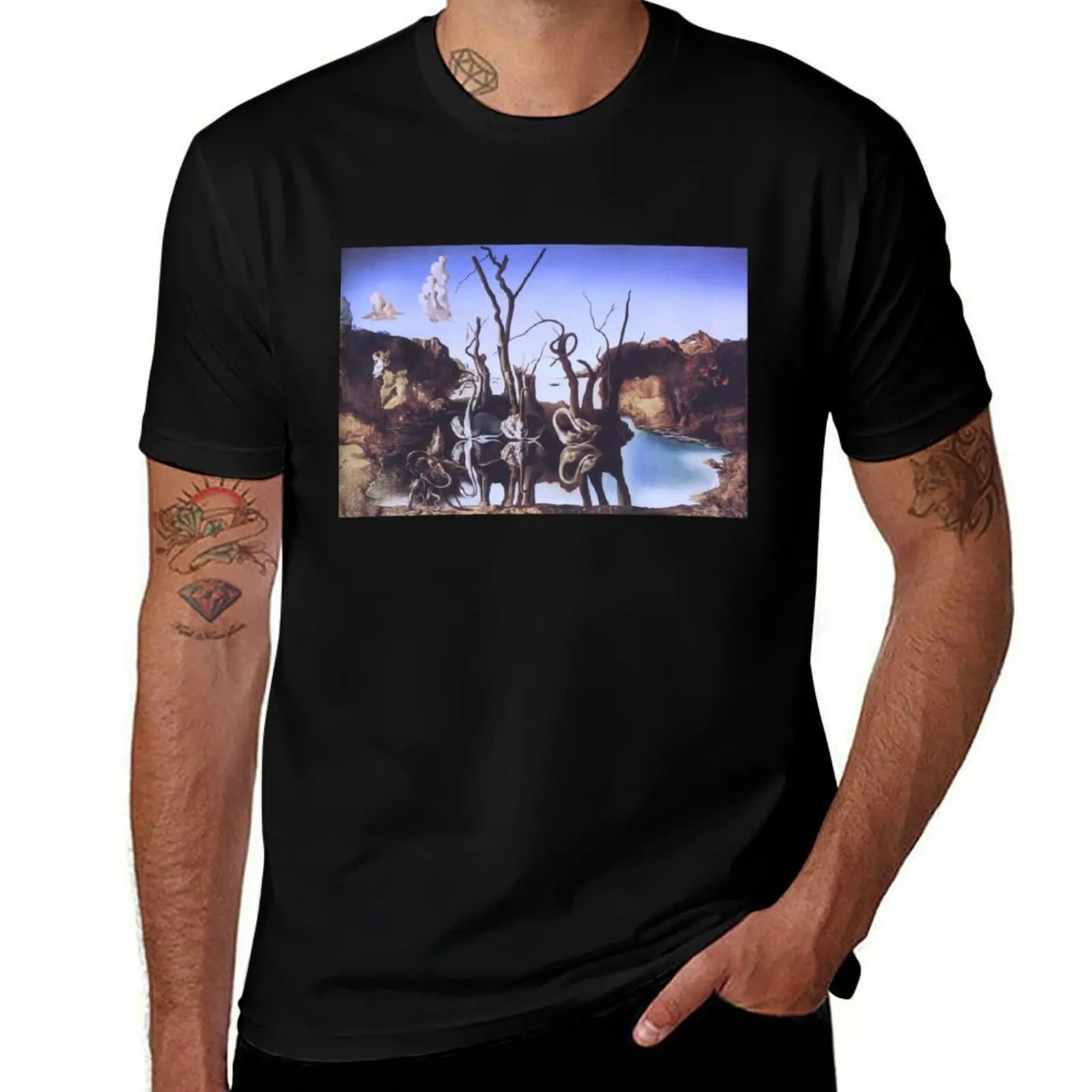 Salvador Dali, Swans that are reflected as elephants. T-Shirt oversizeds clothes custom t shirt mens cotton t shirts