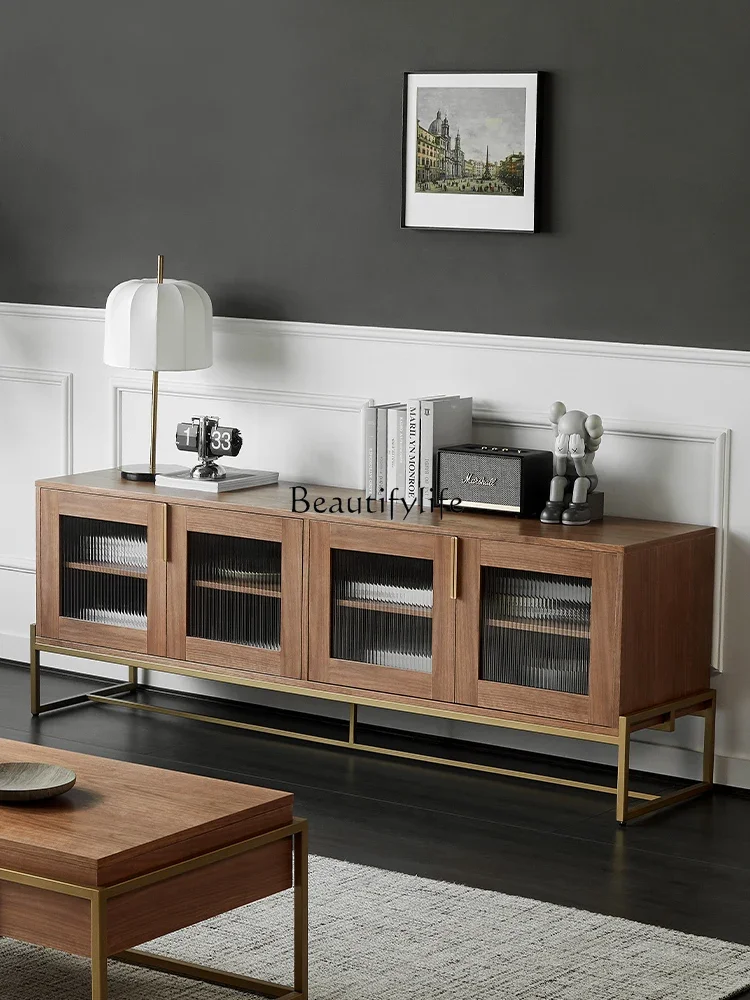 

5Light luxury modern simple living room floor cabinet designer Nordic solid wood TV cabinet