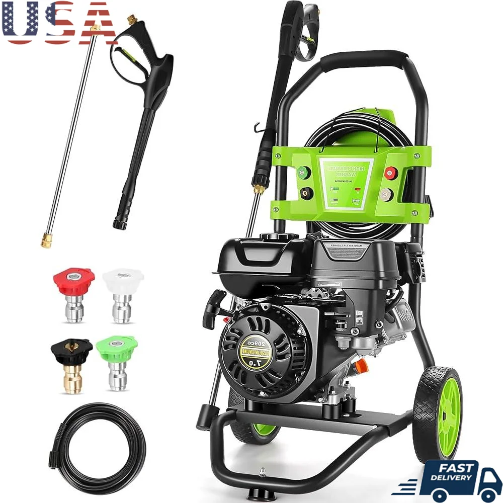 

4200PSI Gas Pressure Washer 2.4GPM High Power Cleaning Machine 209CC Heavy Duty Washer 25ft Hose 4 Quick Connect Nozzles