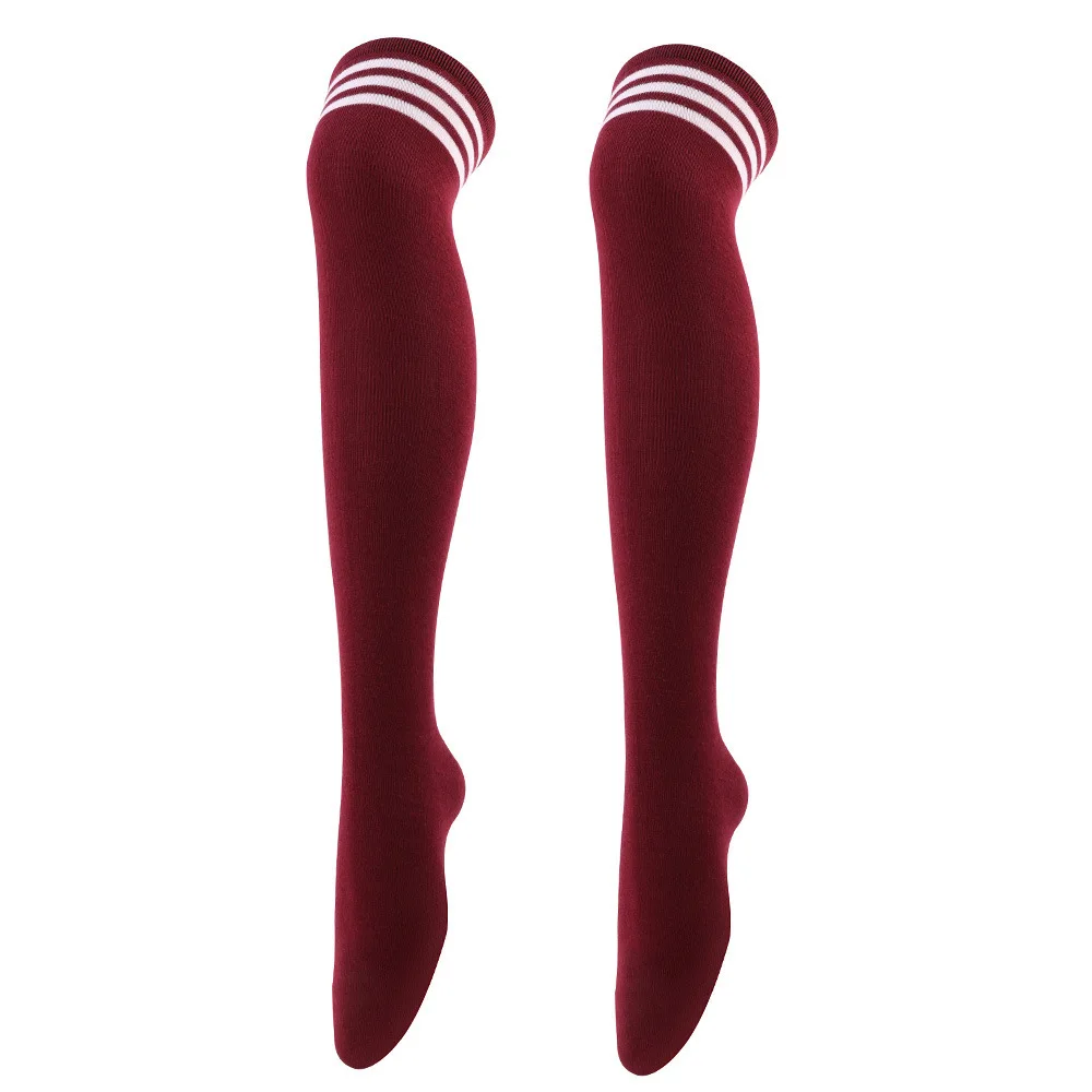 Frauen JK Strümpfe Halloween Party Cosplay Socken Über Knie Oberschenkel Socken Warme Strumpf Frauen Boot Socke Triple Streifen Lange Socken – Detail 17