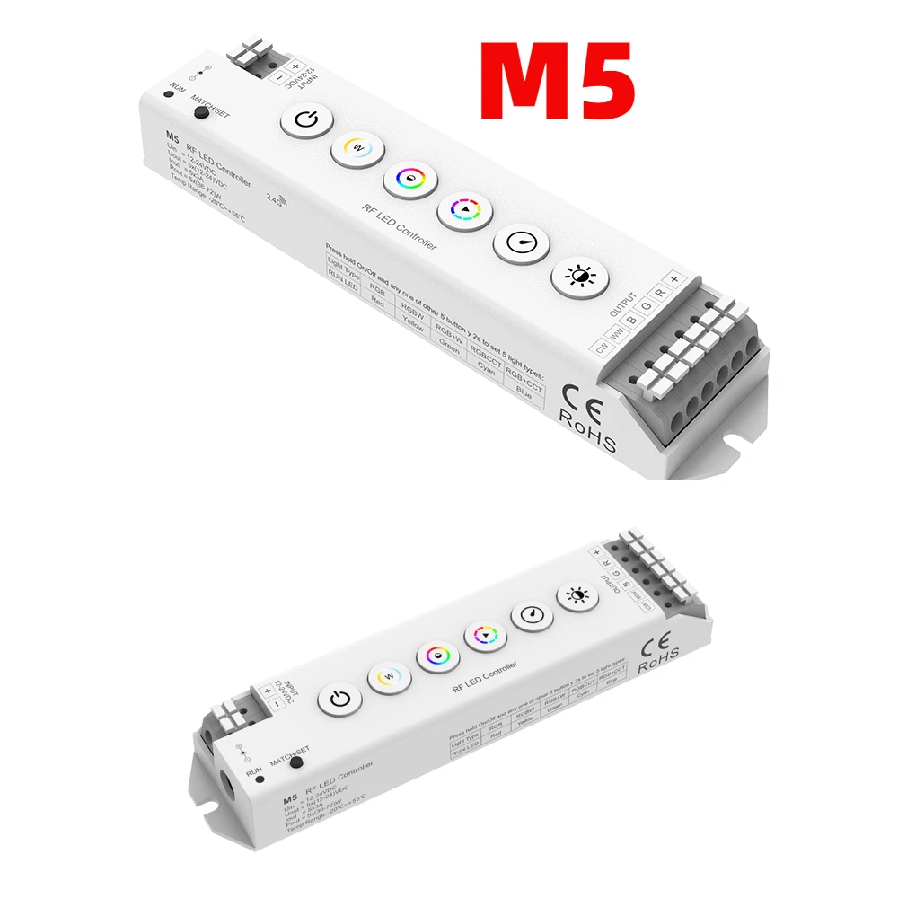 12-24VDC Skydance 6 Button CV RF LED Controller M5 5CH*3A 0~·100% Dimmer for RGB RGBW RGBCCT LED Strip Light Tape Lamp