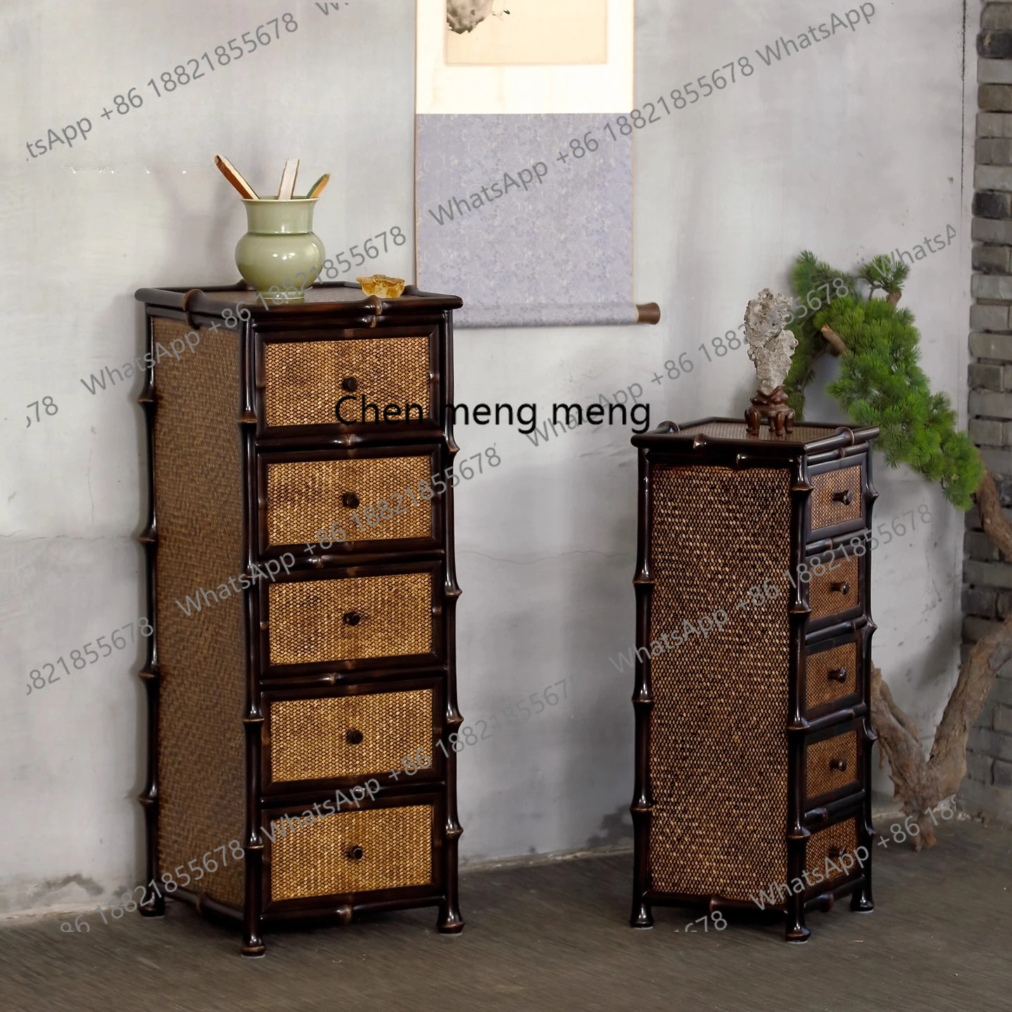 Retro chest of drawers, collectible large, locker drawer type multi-layer cabinet