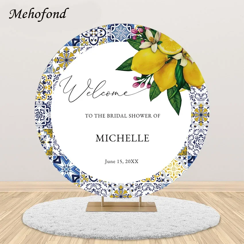 Mehofond-خلفية تصوير لحفلة أعياد الميلاد ، دائرة مستديرة مرنة ، خلفية ليمون البحر المتوسط ، ديكور دش الزفاف ، منطقة الصور