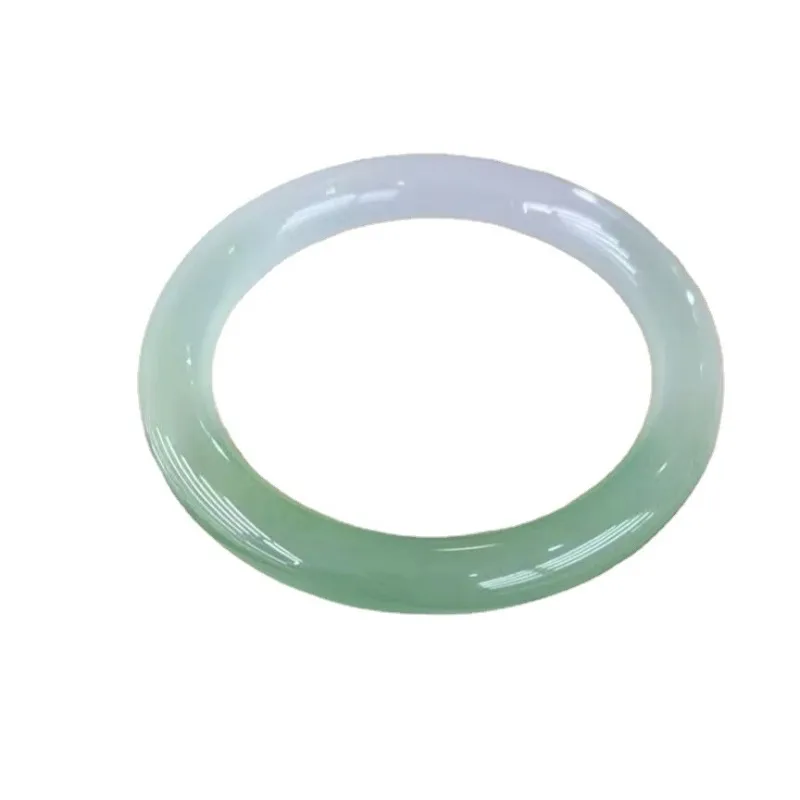 Half Mountain, Half Water, Oil Blue Gradient Jade Chalcedony Round Bar Bracelet for Women's Jewelry