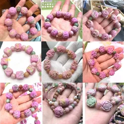 Yanyuan Agate Jade Flower Bracelet Carved Women Bangles Jewelry Gemstones Accessories Energy Gifts Gemstone Charm Real Beaded