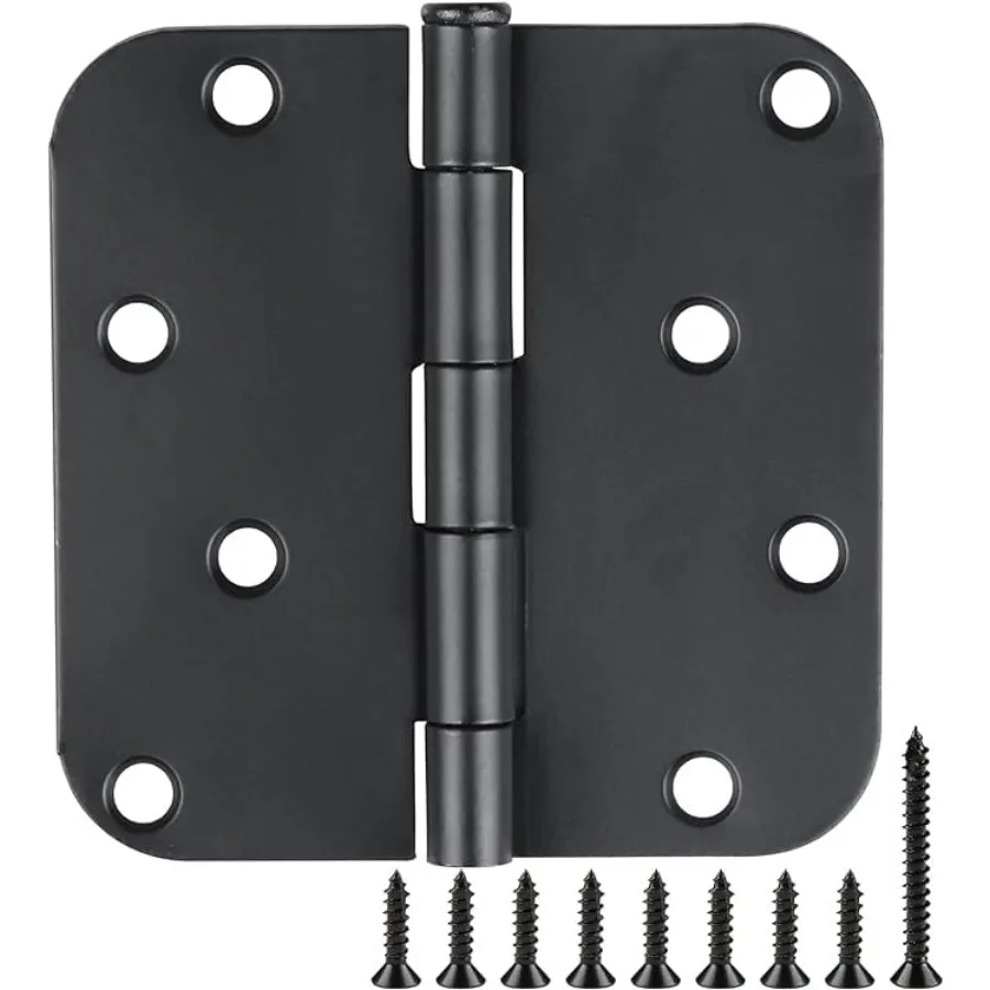 

Black Door Hinges 4 Inch x4 Rounded Heavy Duty Exterior Door Hinges Black Matte Black Hinges for Interior Doors, Front/Entry/Hi