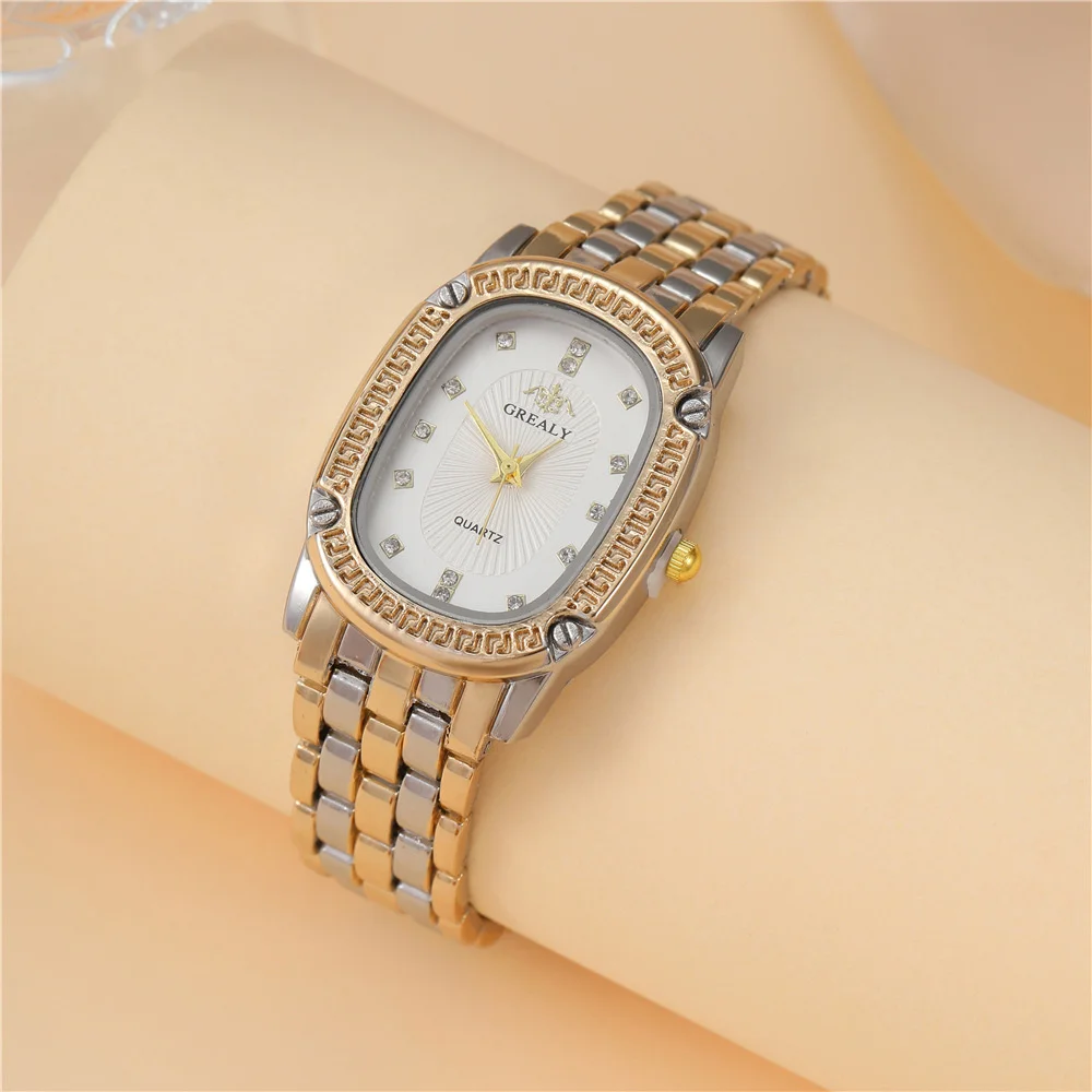 ساعة كوارتز نسائية بسيطة فاخرة 2025 كاجوال طقم ألماس أخضر تصميم فستان نسائي سوار من الفولاذ المقاوم للصدأ على مدار الساعة #4